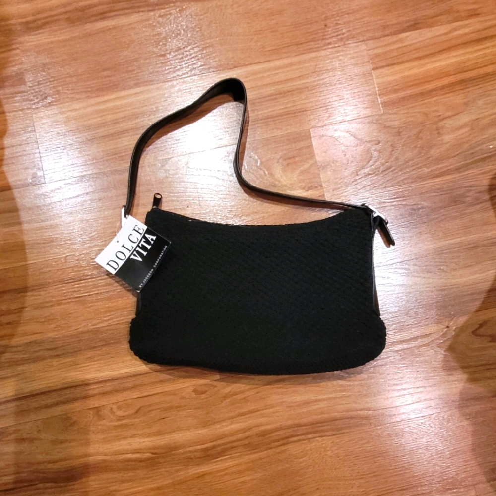 Black crochet purse